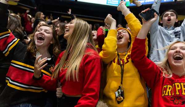 Guelph Gryphons fans cheering on their team